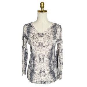 REBECCA TAYLOR Women Snakeskin Print Long Sleeve Wool Blend Sweater Top Size XS